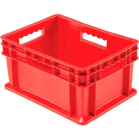 Solid Straight Wall Storage Container, 15-3/4 in L x 11-3/4 in W x 8-1/4 in H, Red, Plastic